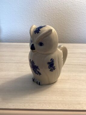 Vintage White and Blue J.S.N.Y. Owl Figurine Creamer - IEC